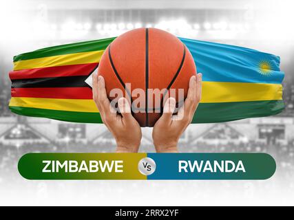 Image conceptuelle de la coupe de compétition de basket-ball des équipes nationales de basket-ball du Rwanda vs Zimbabwe Banque D'Images