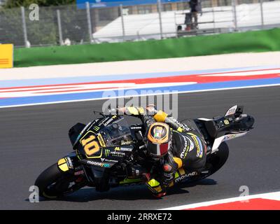 Misano Adriatico, ITA. 08 septembre 2023. 10 Luca Marini Mooney VR46 Racing Team lors du MotoGP Red Bull Grand Prix de Saint-Marin et des essais libres Rimini Riviera vendredi 8, 9 et 10 septembre 2023, au Misano World circuit, Italie. (Photo de Fabio Averna/Sipa USA) crédit : SIPA USA/Alamy Live News Banque D'Images