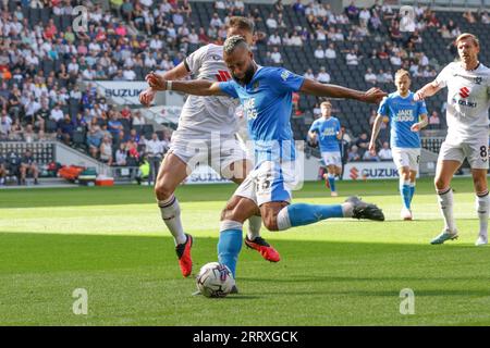 Milton Keynes, Royaume-Uni. 9 septembre 2023. John Bostock du comté de Notts lors de la première moitié du match de Sky Bet League 2 entre MK dons et Notts County au stade MK, Milton Keynes le samedi 9 septembre 2023. (Photo : John Cripps | MI News) crédit : MI News & Sport / Alamy Live News Banque D'Images