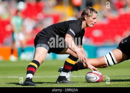 Leicester, Royaume-Uni. 9 septembre 2023 ; Mattioli Woods Welford Road Stadium, Leicester, Leicestershire, Angleterre ; English Premiership Rugby Cup, Leicester Tigers versus Caldy ; Chris Pilgrim de Caldy Banque D'Images