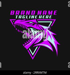 vecteur de conception de logo head dinosaur e sport Illustration de Vecteur