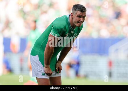 BORDEAUX, FRANCE - SEPTEMBRE 9 : Jonathan Sexton de l'Irlandais regarde lors du match de la coupe du monde de Rugby France 2023 entre l'Irlande et la Roumanie au Stade de Bordeaux le 9 septembre 2023 à Bordeaux, France. (Photo Hans van der Valk/Orange Pictures) Banque D'Images