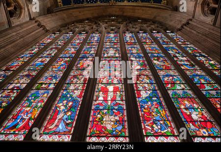 La Grande fenêtre est dans la cathédrale de Carlisle, Carlisle, Cumbria Banque D'Images