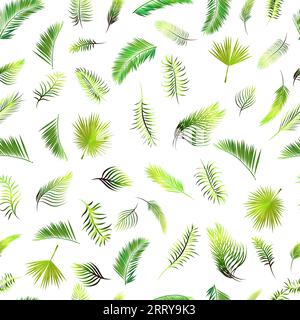 Palm laisse un motif sans couture sur fond blanc. Arrière-plan vectoriel Illustration de Vecteur