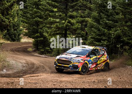 62 Tom RENSONNET (bel), Loïc DUMONT (bel), FORD Fiesta Rally3, RC3, Rally3, action lors du Rallye de l'Acropole Grèce 2023, 10e manche du Championnat du monde des voitures de rallye WRC 2023, du 7 au 10 septembre 2023 à Lamia, Grèce - photo Nikos Katikis / DPPI Banque D'Images