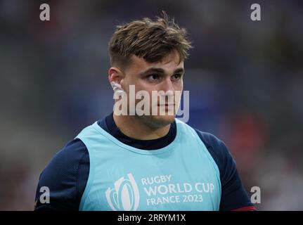 L'Anglais Theo Dan lors du match de la coupe du monde de rugby 2023 dans la poule D au Stade de Marseille, France. Date de la photo : Samedi 9 septembre 2023. Banque D'Images