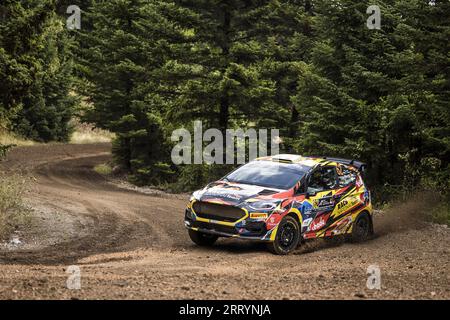 62 Tom RENSONNET (bel), Loic DUMONT (bel), FORD Fiesta Rally3, RC3, Rally3, action lors du Rallye Acropolis Grèce 2023, 10e manche du Championnat du monde des voitures de rallye WRC 2023, du 7 au 10 septembre 2023 à Lamia, Grèce Banque D'Images