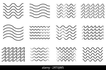 Ligne de vague d'eau différentes variations définissent le modèle de collecte Illustration de Vecteur