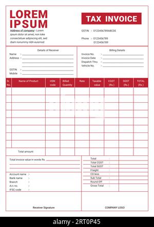 Lettre de facture de taxe gouvernementale (taxe sur les produits et services) Illustration de Vecteur