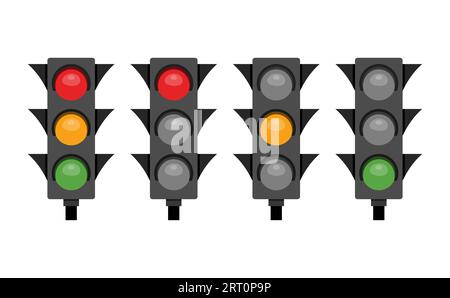 Feu de signalisation rouge jaune et vert Illustration de Vecteur