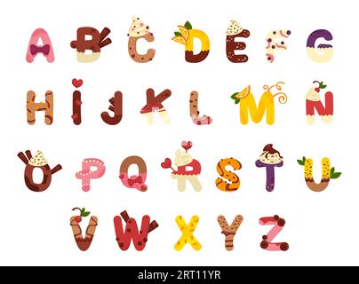 Conception de police typographique avec des éléments de dessert Illustration de Vecteur