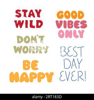 Ensemble de phrases de lettrage inspirées dessinées à la main. Illustration de Vecteur
