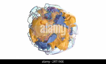 Sphère de couleur abstraite verre bleu jaune intro plastique rendu 3D. Banque D'Images