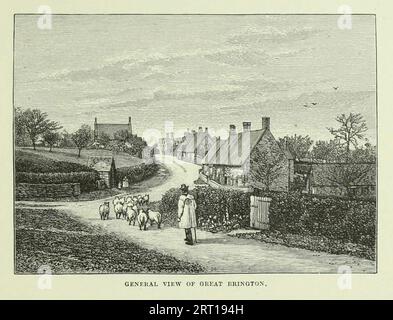 Vue générale de Great Brington. Great Brington est un village dans le Northamptonshire, en Angleterre, dans la paroisse civile de Brington, tiré du livre ' Cathedrals, Abbayes and Churches of England and Wales : descriptive, Historical, pictural ' par Bonney, T. G. (Thomas George), 1833-1923, Publisher London : Cassell 1890 Banque D'Images