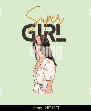 Super fille une conception de vecteur de t-shirt, fond coloré Illustration de Vecteur