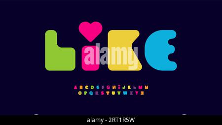 Police de logo arrondie et colorée. Formes lisses ludiques de lettres idéales pour les jeux d'enfants, jouets pour enfants et conception typographique de produits pour bébés Illustration de Vecteur