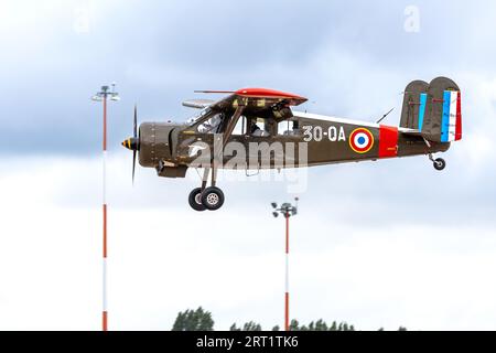 Max Holste MH.1521 Broussard, arrivant à la RAF Fairford pour le Royal International Air Tattoo 2023. Banque D'Images