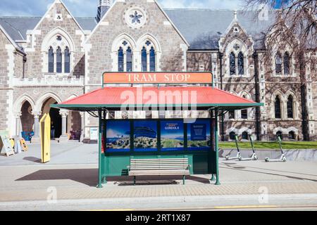 Christchurch, Nouvelle-Zélande, 17 2019 septembre : le célèbre tramway de Christchurch qui circule dans la ville. L'un des plus anciens réseaux de tramway au monde Banque D'Images