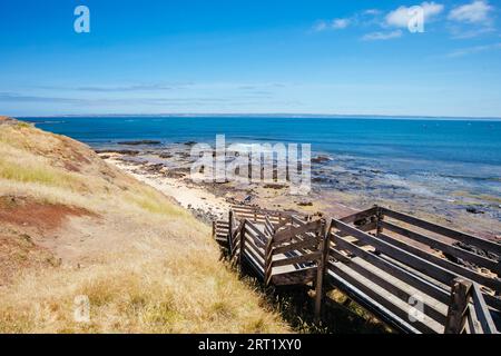 Shelley Beach par une chaude journée d'été à Philip Island, Australie Banque D'Images