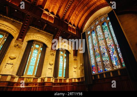 Christchurch, Nouvelle-Zélande, septembre 16 2019 : la Grande salle emblématique et historique du Centre des Arts de Christchurch, Nouvelle-Zélande Banque D'Images