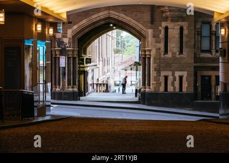 Melbourne, Australie, 4 octobre 2020 : Flinders Lane à Melbourne est calme et vide pendant la pandémie de coronavirus et le confinement associé Banque D'Images