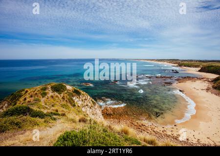 Les emblématiques plages de surf Cape Woolamai et Cowrie Patch Beach sur Phillip Island, Victoria, Australie Banque D'Images