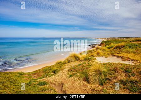 Les emblématiques plages de surf Cape Woolamai et Cowrie Patch Beach sur Phillip Island, Victoria, Australie Banque D'Images