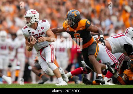 9 septembre 2023 : Aaron Beasley #6 des volontaires du Tennessee Sacks Mike DiLiello #12 des Austin Peay Governors pendant le match de football de la NCAA entre les volontaires de l'Université du Tennessee et les Austin Peay Governors au Neyland Stadium à Knoxville TN Tim Gangloff/CSM Banque D'Images