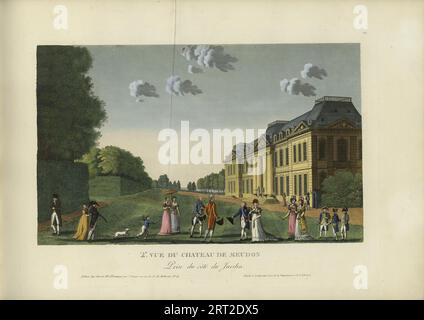 Vue du ch&#xe2;teau de Meudon, prise du c&#xf4;t&#xe9 ; du jardin, 1817-1824. Collection privée. Banque D'Images