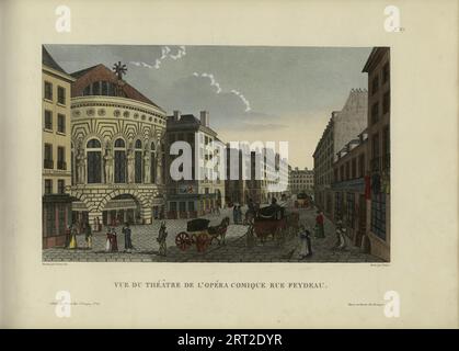 Vue du th&#xe9;&#xe2;tre de l'Op&#xe9;ra-comique rue Feydeau, 1817-1824. Collection privée. Banque D'Images