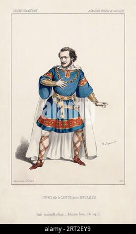 Gilbert Duprez (1806-1896) dans le rôle de Gaston à l'Opéra de Jérusalem de Giuseppe Verdi au..., 1847. Collection privée. Banque D'Images