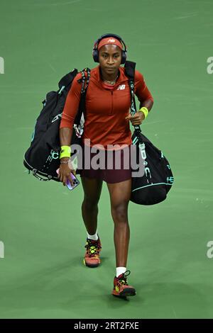 Flushing NY, États-Unis. 09 septembre 2023. **PAS DE JOURNAUX NY** Coco Gauff vs Aryna Sabalenka lors de la finale féminine de l'US Open Tennison 2023 Arthur Ashe Stadium au USTA Billie Jean King National tennis Center le 9 septembre 2023 à Flushing Queens. Crédit : Mpi04/Media Punch/Alamy Live News Banque D'Images