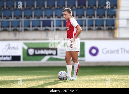 Arsenaux no 15 Katie McCabe lors d'un penalty kick lors du match final du samedi entre Arsenal WFC et Paris FC en Ligue des champions féminine de l'UEFA, ronde 1 du parcours de la Ligue, à Linköping Arena, Linköping, Suède. Banque D'Images