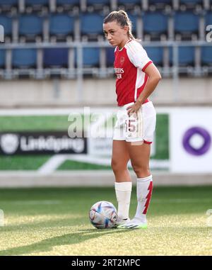 Arsenaux no 15 Katie McCabe lors d'un penalty kick lors du match final du samedi entre Arsenal WFC et Paris FC en Ligue des champions féminine de l'UEFA, ronde 1 du parcours de la Ligue, à Linköping Arena, Linköping, Suède. Banque D'Images