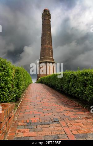 Nouveau phare sur Borkum, îles de la Frise orientale, Allemagne Banque D'Images