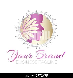 Design de logo de salon de beauté floral Illustration de Vecteur