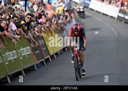 Carlos Rodriguez d'INEOS Grenadiers en action lors de la huitième étape du Tour d'Angleterre 2023, de Margam Country Park à Caerphilly. Date de la photo : dimanche 10 septembre 2023. Banque D'Images