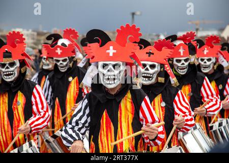 Bâle, Suisse, 11 mars 2019 : participants au défilé du Carnaval de Bâle 2019. Le Carnaval de Bâle est le plus grand carnaval de la ville Banque D'Images