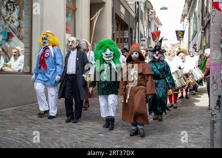 Bâle, Suisse, 11 mars 2019 : participants au Carnaval de Bâle. Le Carnaval de Bâle est le plus grand carnaval de Suisse Banque D'Images