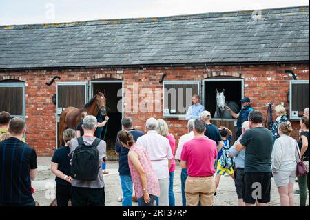 Whitchurch, Shropshire, Royaume-Uni. 10 septembre 2023. Scènes de la journée portes ouvertes de Sam Allwood Racing, dans le cadre des célébrations de la semaine nationale des chevaux de course. Crédit : JTW Equine Images/Alamy Live News Banque D'Images