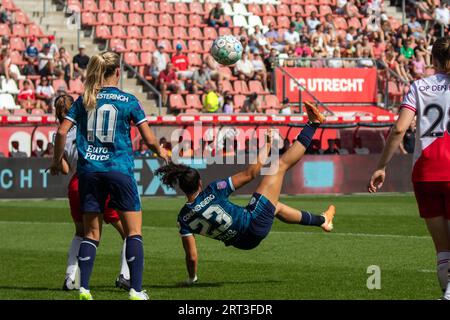 Utrecht, pays-Bas. 10 septembre 2023. Utrecht, pays-Bas, 10 septembre 2023 : Jada Conijnenberg (23 Feyenoord) en action lors du match d'Eredivisie Vrouwen entre Utrecht et Feyemoord au Stadion Galgenwaard à Utrecht, pays-Bas. (Leiting Gao/SPP) crédit : SPP Sport Press photo. /Alamy Live News Banque D'Images