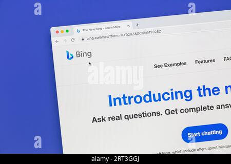 Ostersund, Suède - avril 8 2023 : site Microsoft Bing Microsoft le nouveau moteur de recherche Bing. Votre copilot pour le Web basé sur l'intelligence artificielle. Banque D'Images