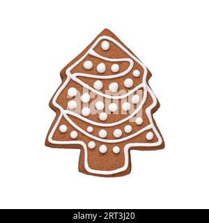 Biscuit en pain d'épice peint en forme d'arbre de Noël Banque D'Images