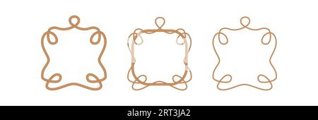 Ensemble de cadres de corde avec des noeuds. Élément de conception pour le thème marin. Illustration vectorielle isolée sur fond blanc Illustration de Vecteur
