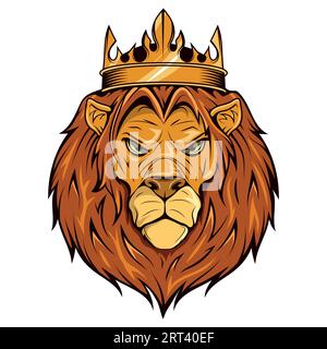Lion royal en colère. Illustration vectorielle d'un animal sauvage. Roi lion en colère avec une couronne Illustration de Vecteur