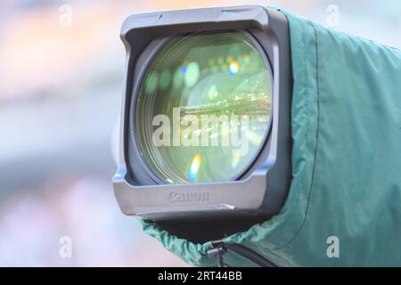Budapest, Allemagne. 19 août 2023. Budapest, Hongrie, 19 août 2023 : Canon TV-Camera lors des championnats du monde d'athlétisme 2023 au Centre national d'athlétisme, à Budapest, Hongrie. (Sven Beyrich/SPP) crédit : SPP Sport Press photo. /Alamy Live News Banque D'Images