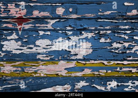 Drapeau d'Aruba peint sur une planche de bois grunge. Banque D'Images