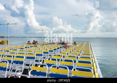 isla mujeres, quintana Roo, 20 08 23 ans, place sur un ferry touristique pendant une journée de vacances avec la mer calme Banque D'Images