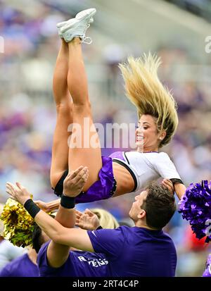 Baltimore, États-Unis. 10 septembre 2023. Les cheerleaders des Ravens de Baltimore jouent contre les Texans de Houston lors de la première mi-temps au M&T Bank Stadium de Baltimore, Maryland, le dimanche 10 septembre 2023. Photo de David Tulis/UPI crédit : UPI/Alamy Live News Banque D'Images