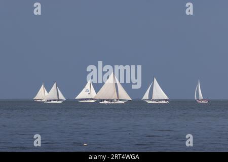 Course annuelle de voiliers Deal Island Skipjack sur la baie de Chesapeake, Maryland Banque D'Images